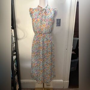Banana Republic Multicolor Floral ruffle Midi Dress size SP